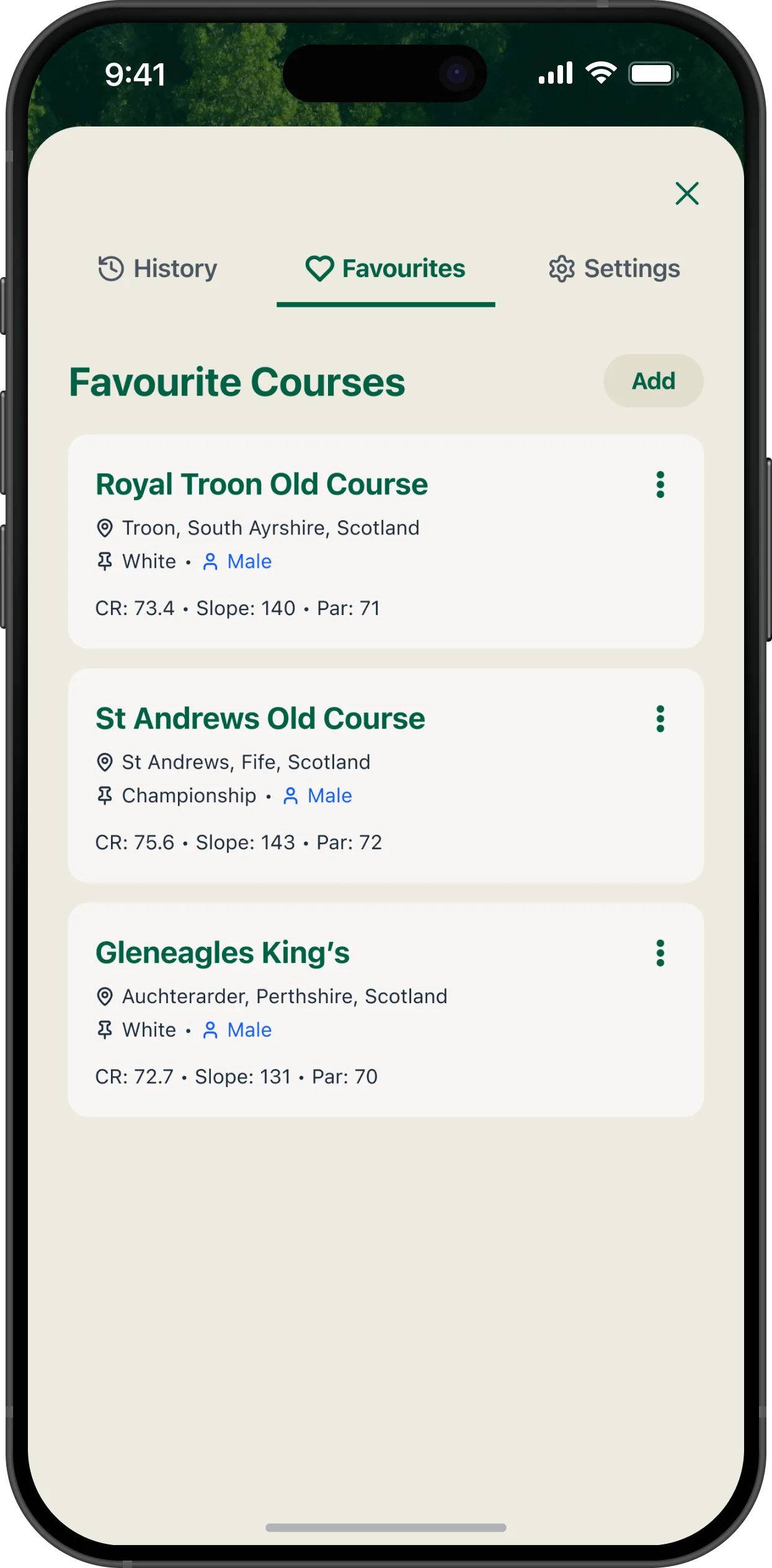 Favourite courses